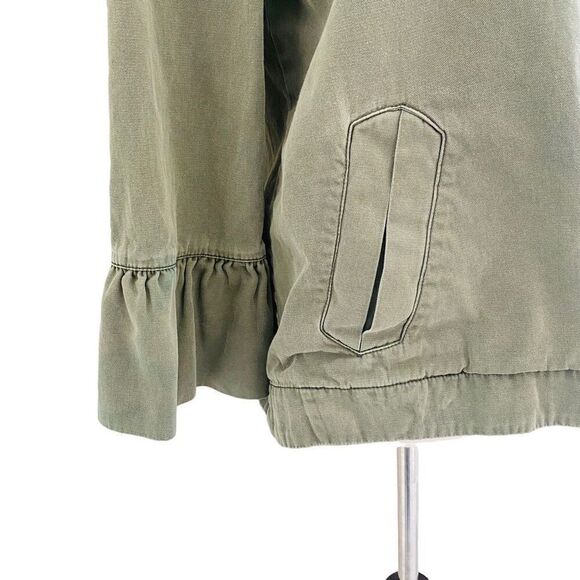 Sanctuary Military Jacket M Bell Sleeve Size Medium Full Zip Pockets Cotton S23 - Picture 2 of 8